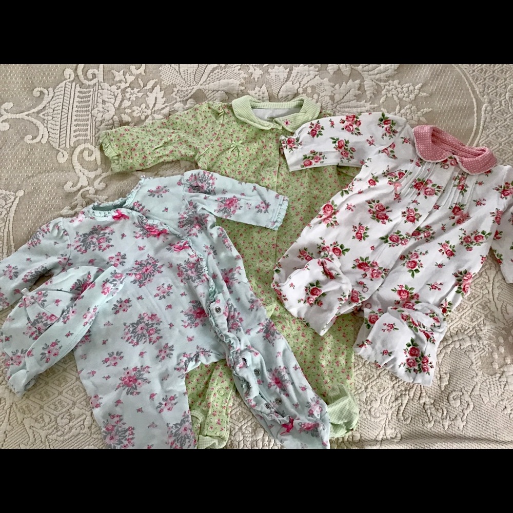 3 floral sleepers - size 9 months